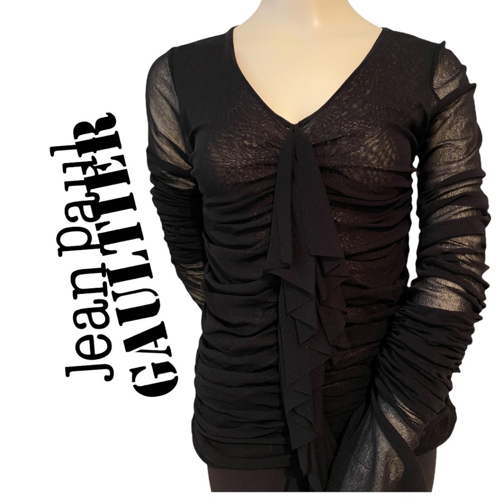 Jean Paul Gaultier Black Ruched Top Size Large but would fit Medium